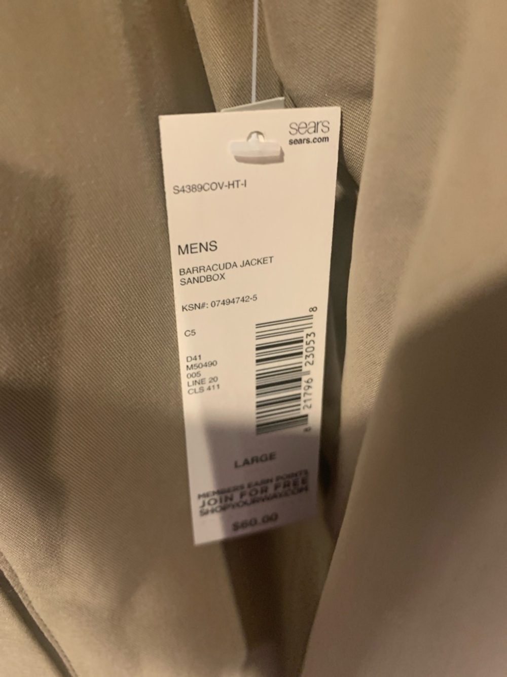 Covington Men's Tan Zip-Front Windbreaker Jacket - Picture 2 of 5